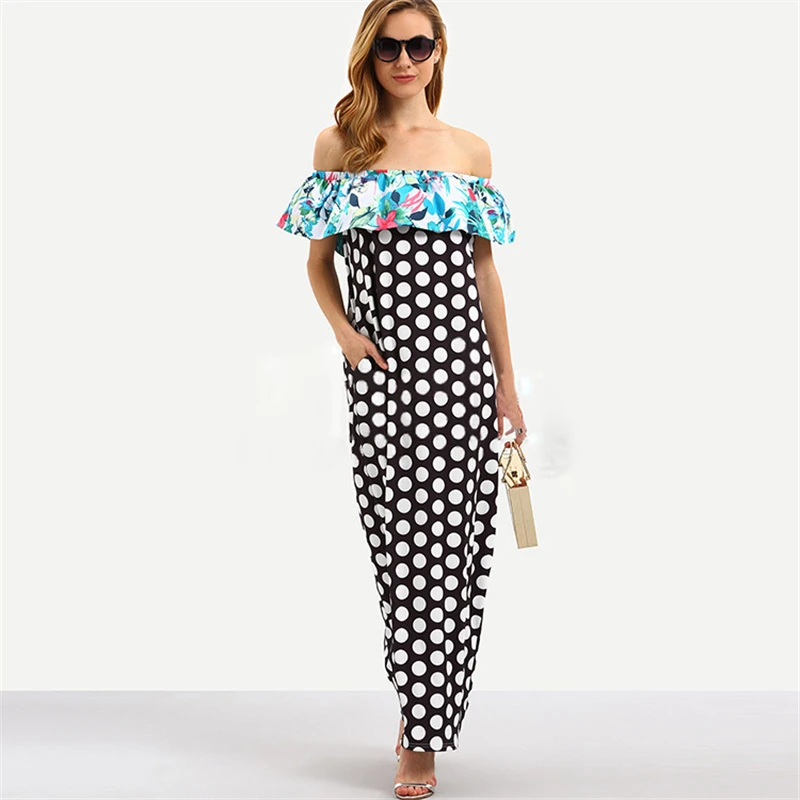 Женское богемное платье с открытыми плечами и оборками
Женское богемное платье с открытыми плечами и оборками