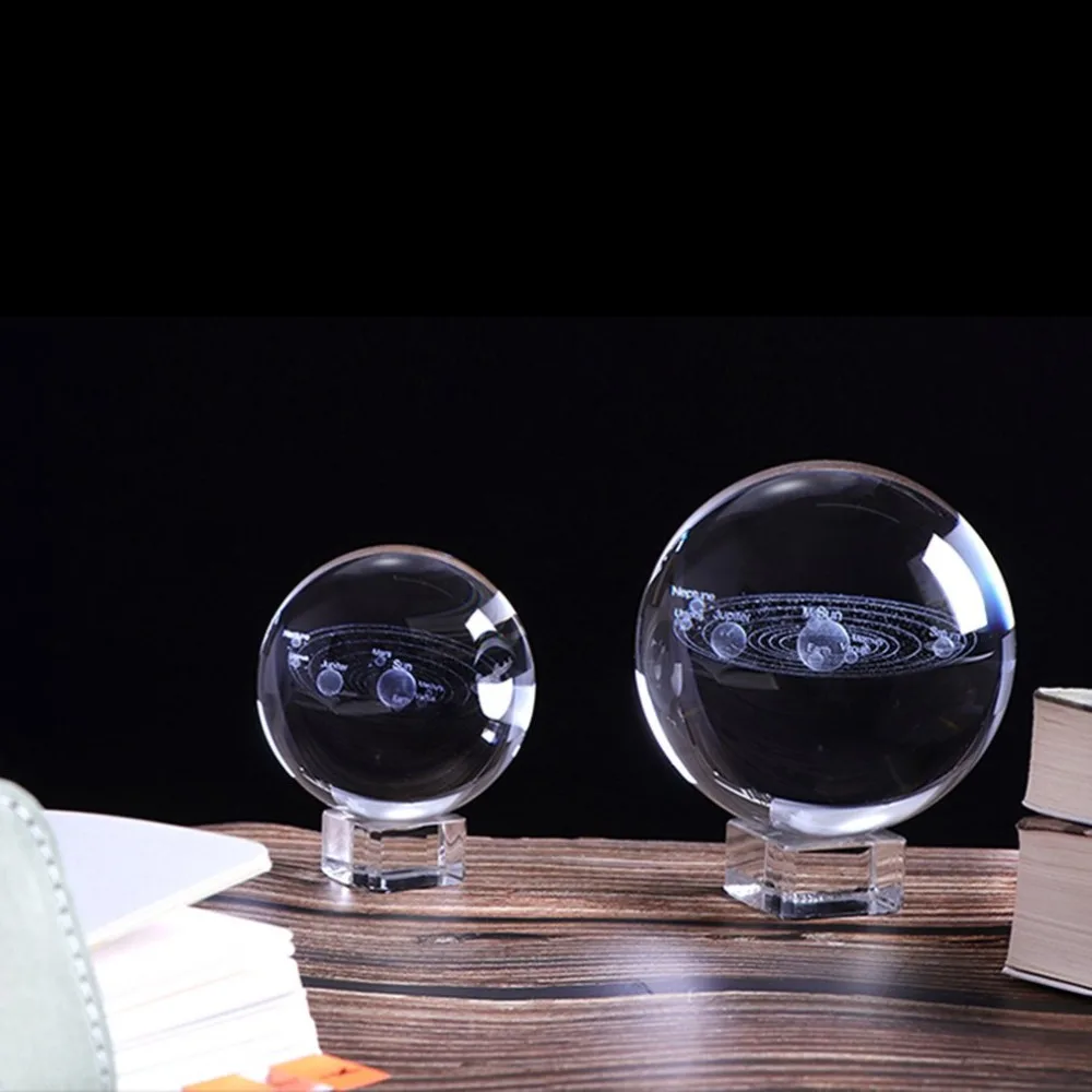 3d solar system crystal ball planets glass ball laser engraved