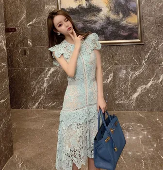 2020 New Brand Runway Irregularity Lace Midi Dresses Self Portrait Spring Ruffles Patchwork Sky Blue Female Bodycon Party Dress
2020 New Brand Runway Irregularity Lace Midi Dresses Self Portrait Spring Ruffles Patchwork Sky Blue Female Bodycon Party Dress