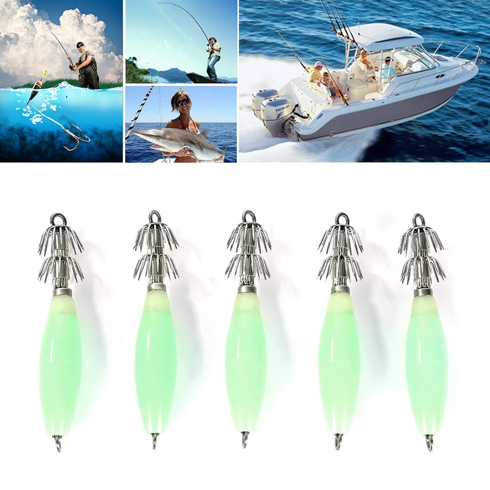 5pcs Glow in Dark Luminous Fishing Lures Baits Squid Jigs Hooks Light Green Fishing Lure Hook Bait Fishhook Outdoor Fishing
5pcs Glow in Dark Luminous Fishing Lures Baits Squid Jigs Hooks Light Green Fishing Lure Hook Bait Fishhook Outdoor Fishing