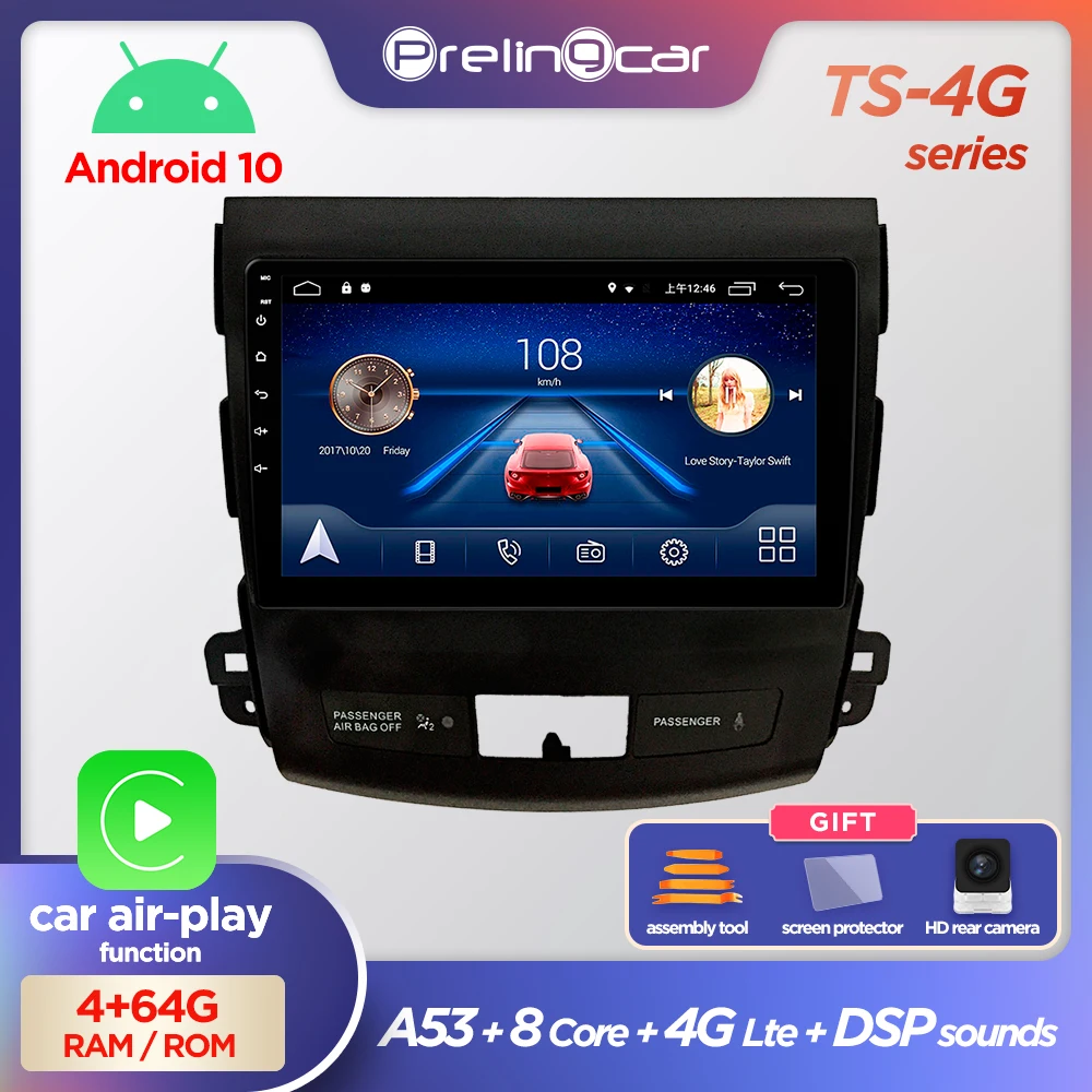 Prelingcar для Мицубиси Аутлендер авто магнитолы До 4G+64G Android 10 8 ЯДЕР DSP Навигация GPS устройство For Mitsubishi Outlander xl 2005