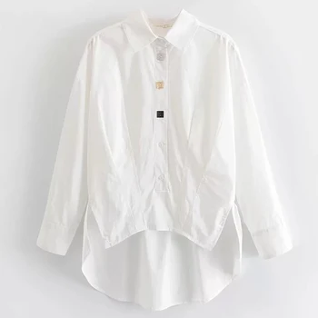 2020 New Spring Autumn Cotton Blouses Lapel Long Sleeve White Back Long Loose Big Size Irregular Shirt Women Blouse Fashion Tide 
2020 New Spring Autumn Cotton Blouses Lapel Long Sleeve White Back Long Loose Big Size Irregular Shirt Women Blouse Fashion Tide