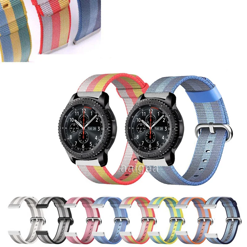 

20mm 22mm Woven Nylon Band Sport Loop Strap for Samsung Gear S3 Frontier S3 Classic For Watch3 45mm/Watch 46mm Watch Strap