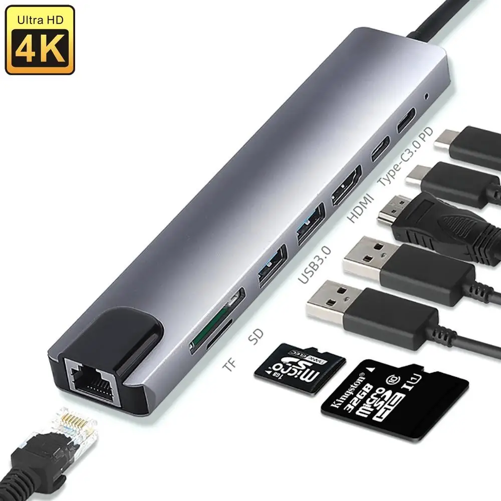 USB 3.1 Splitter Multi USB 3.0 Type-C Hub To Adapter HDMI 4K Dock With HUB 3.0 RJ45 LAN TF/SD Reader Slot PD For MacBook Pro
USB 3.1 Splitter Multi USB 3.0 Type-C Hub To Adapter HDMI 4K Dock With HUB 3.0 RJ45 LAN TF/SD Reader Slot PD For MacBook Pro