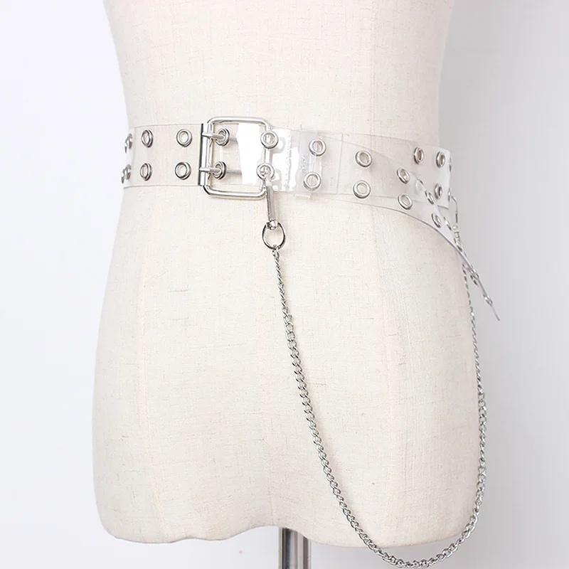 Fashion Punk Women Transparent Belts With chain Colorful Clear Single Double Row Hole Waist Straps Jeans Female Girl Waistband
Fashion Punk Women Transparent Belts With chain Colorful Clear Single Double Row Hole Waist Straps Jeans Female Girl Waistband