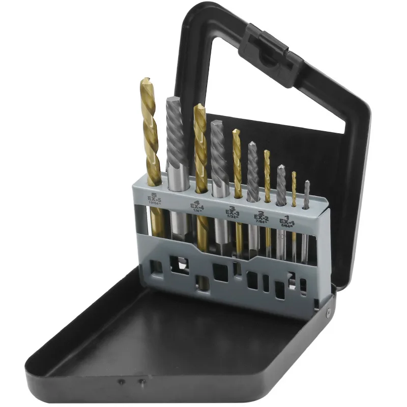 10pcs Broken Screw Extractor Drill Bit Removal Tool Set Broken Bolts Screws Remover
10pcs Broken Screw Extractor Drill Bit Removal Tool Set Broken Bolts Screws Remover