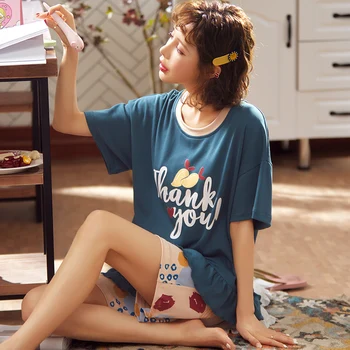 PAJ large size 3XL female pyjamas set cute summer outfits women's cotton pajamas girls night wear women pajama pijama feminino 
PAJ large size 3XL female pyjamas set cute summer outfits women's cotton pajamas girls night wear women pajama pijama feminino