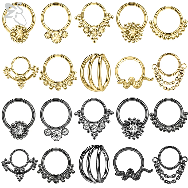 ZS 16G Stainless Steel Nose Rings for Women Girls Zirconia Septum Piercing Indian Black Gold Plated Ear Helix Clicker Piercings
ZS 16G Stainless Steel Nose Rings for Women Girls Zirconia Septum Piercing Indian Black Gold Plated Ear Helix Clicker Piercings