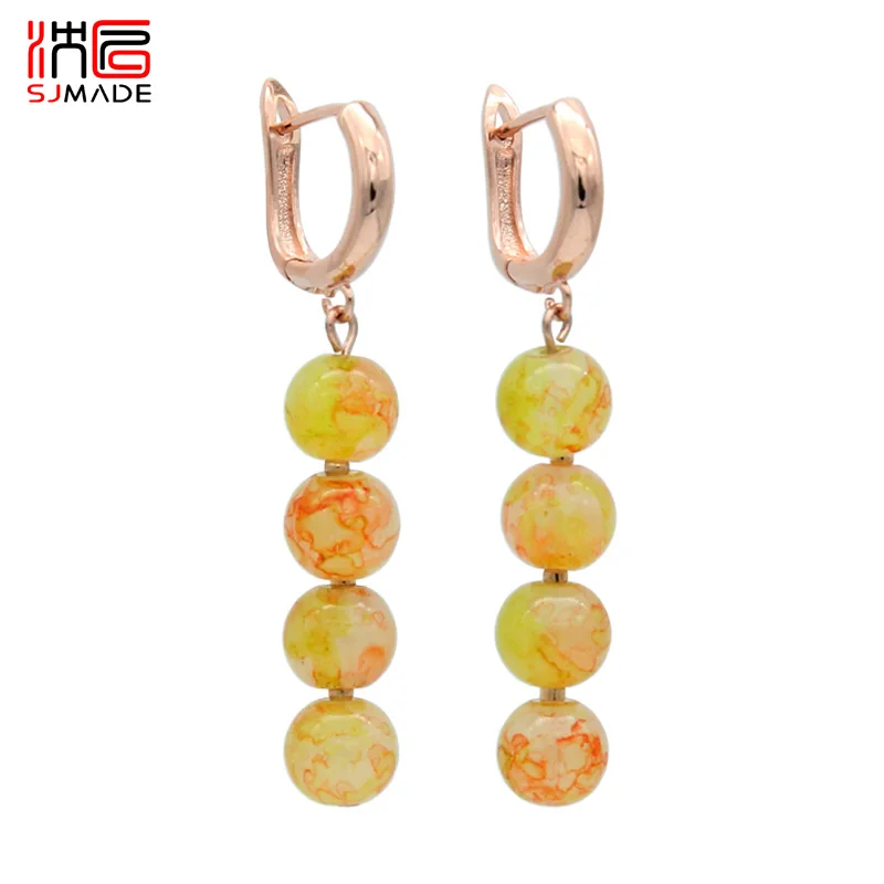 SJMADE Japanese South Korean New Fashion Round Colored Glass Beads Dangle Earrings 585 Rose Gold For Women Girls Party Jewelry
SJMADE Japanese South Korean New Fashion Round Colored Glass Beads Dangle Earrings 585 Rose Gold For Women Girls Party Jewelry