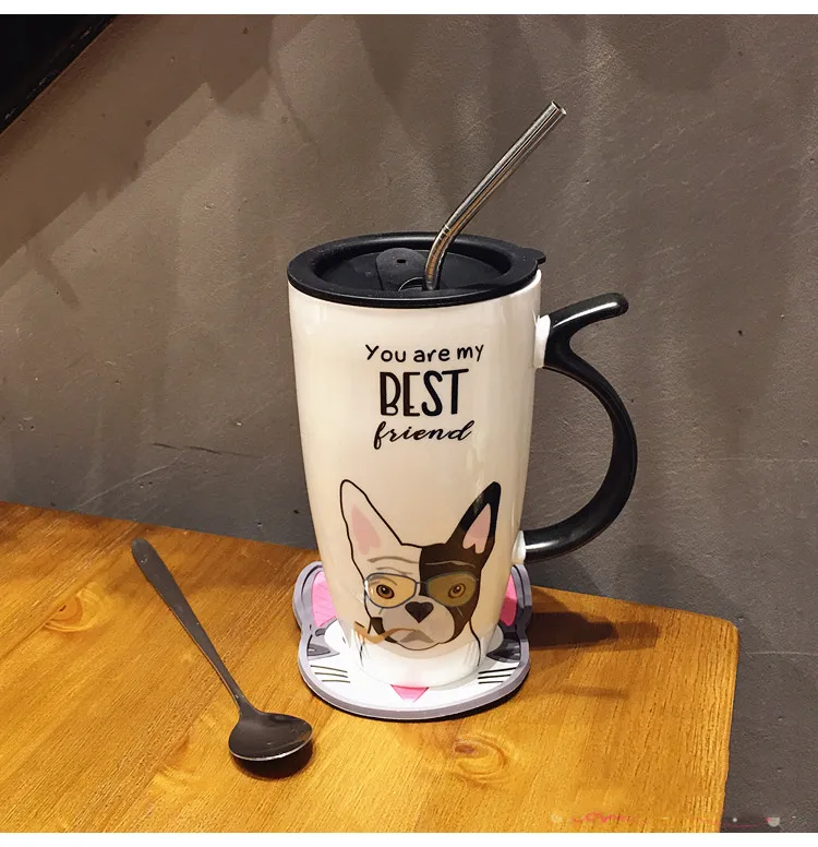 Taza de cerámica de Bull Terrier, Shiba Inu, Corgi o Bulldog Francés con mango de cola y tapa opcional Taza de cerámica de Bull Terrier, Shiba Inu, Corgi o Bulldog Francés con mango de cola y tapa opcional