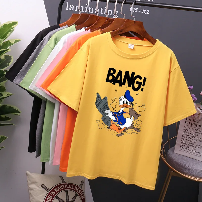M-7XL Donald Fauntleroy Duck Women T-shirts Anime Cartoon Disney Tops O-neck Casual Plus Size Short Sleeve T-shirts Female Tees