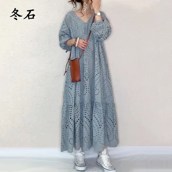 Korean Janpan Fashion Blue Lace Long Dress Elegant Casual Oversize A Line V Neck Streetwear Office Ladies Maxi Summer Dress 2020
Korean Janpan Fashion Blue Lace Long Dress Elegant Casual Oversize A Line V Neck Streetwear Office Ladies Maxi Summer Dress 2020