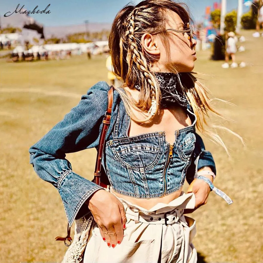 macheda autumn sexy backless zipper T-shirts Retro denim Slim crop tops women 2019 hot Harajuku casual simple Small coat
macheda autumn sexy backless zipper T-shirts Retro denim Slim crop tops women 2019 hot Harajuku casual simple Small coat