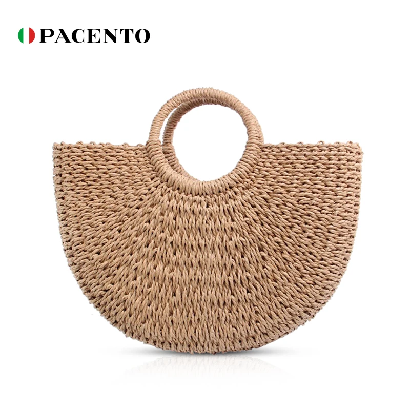 PACENTO New Fashion Straw Handbags for Women Rattan Woven Straw Bag Summer Beach Handbag for Woman 2020 Half Moon Bags Handmade 
PACENTO New Fashion Straw Handbags for Women Rattan Woven Straw Bag Summer Beach Handbag for Woman 2020 Half Moon Bags Handmade