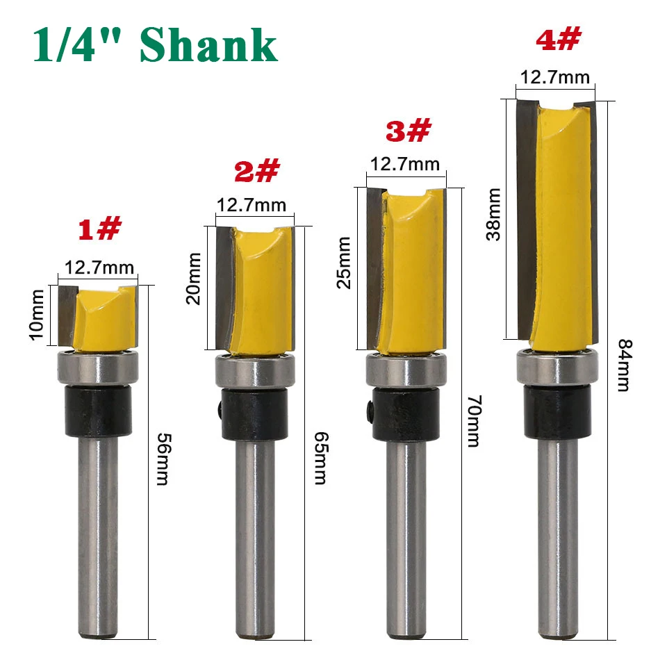 1/4 Shank Straight Edge Trimming Router Bit Cleaning Flush Trim Tenon Endmill Milling Cutter For Woodworking Tools | Инструменты