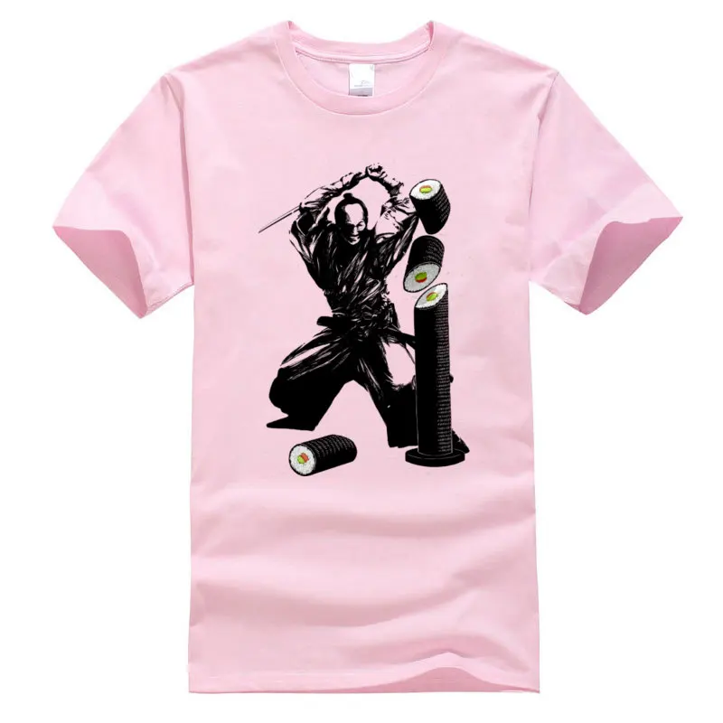 Sushi_Slasher_5168 100% Cotton Fabric Men Short Sleeve T Shirt Casual April FOOL DAY Top T-shirts Brand O-Neck T Shirts Sushi_Slasher_5168 pink