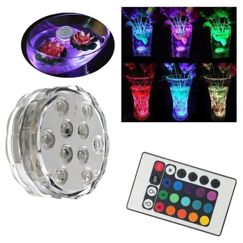 10 LED RGB Multi Color Aqua Submersible Base Candle Light Up Lamp + Remote 
10 LED RGB Multi Color Aqua Submersible Base Candle Light Up Lamp + Remote