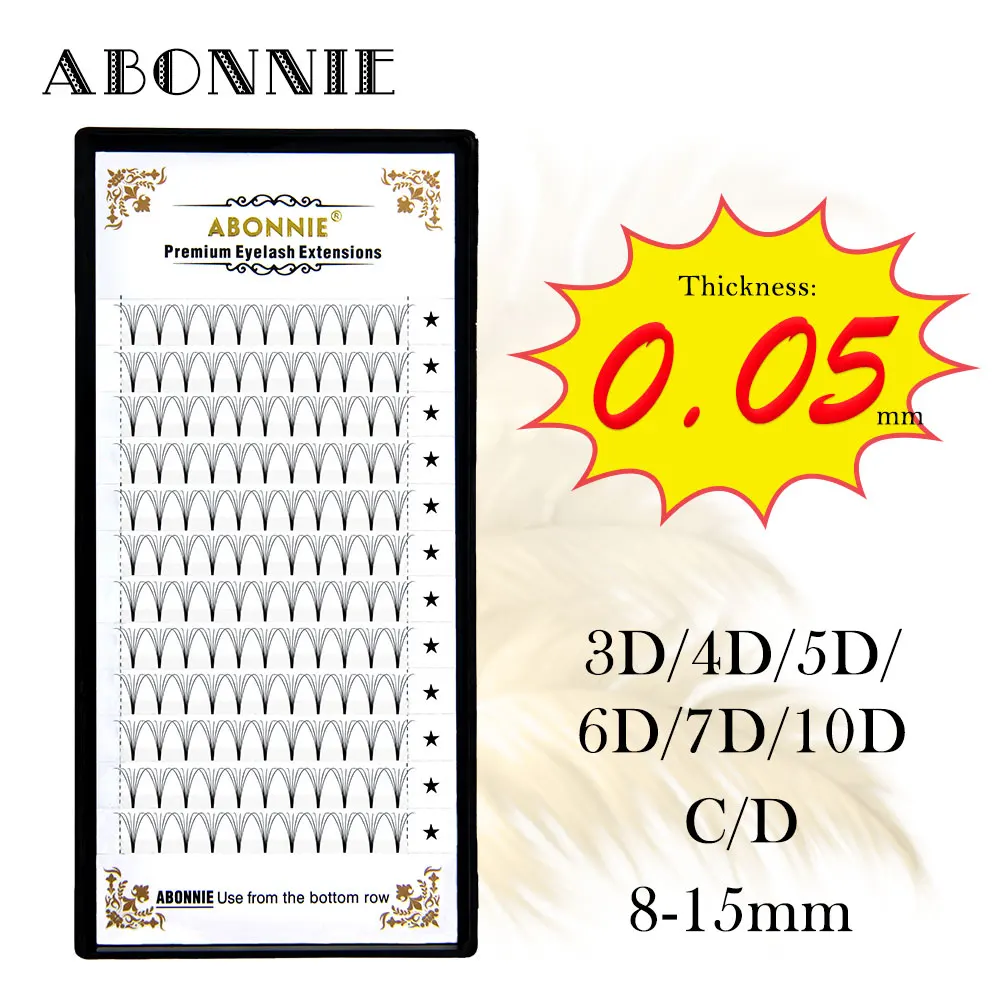 Abonnie Premade fans Russian volume Eyelash extension0.05 3D/4D/5D/6D/7D/10D Short stem premade fan Professional False Lashes
Abonnie Premade fans Russian volume Eyelash extension0.05 3D/4D/5D/6D/7D/10D Short stem premade fan Professional False Lashes