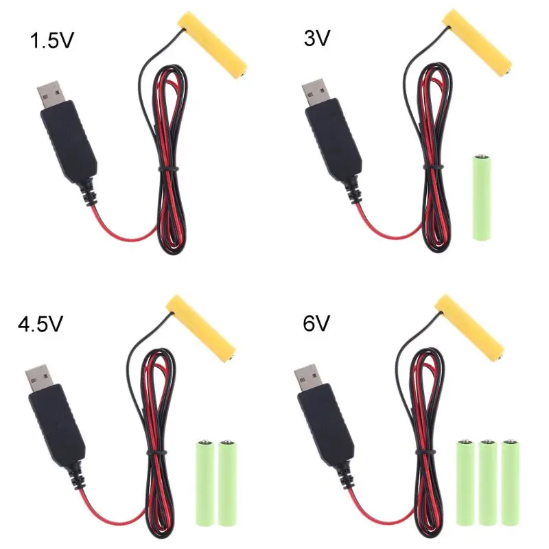 LR03 AAA Battery Eliminator 2m USB Power Supply Cable Replace 1 to 4pcs AAA Battery For Electric Toy Flashlight Clock
LR03 AAA Battery Eliminator 2m USB Power Supply Cable Replace 1 to 4pcs AAA Battery For Electric Toy Flashlight Clock