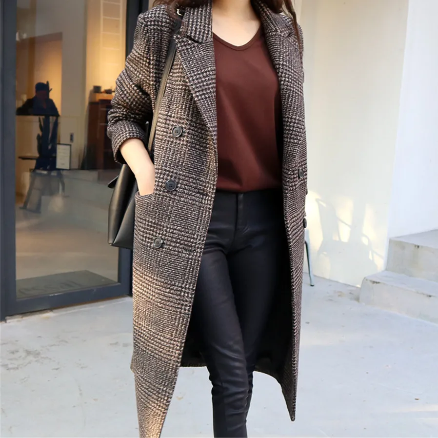 2019 Autumn And Winter New Korean Version of the Retro Thousands of Birds Suit Collar Overcoat Women's over-the-Knee Mid-length
2019 Autumn And Winter New Korean Version of the Retro Thousands of Birds Suit Collar Overcoat Women's over-the-Knee Mid-length