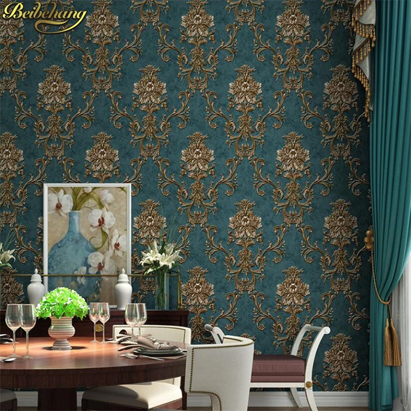 beibehang papel de parede 3d wallpaper for walls Europe Glitter Vintage Damask Wallpaper roll Covering non-woven wall papers |