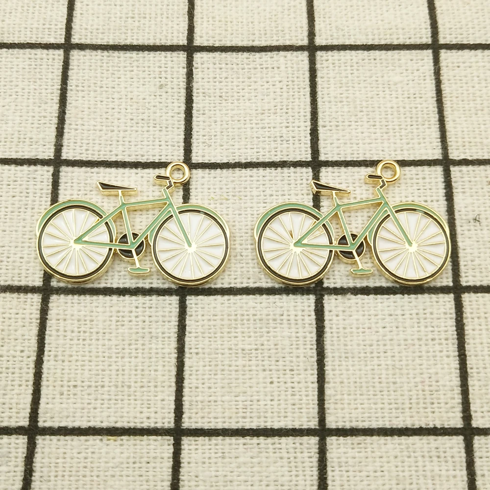 10pcs enamel bicycle charm jewelry accessories earring pendant bracelet necklace charms zinc alloy diy finding 16x29mm | Украшения и
