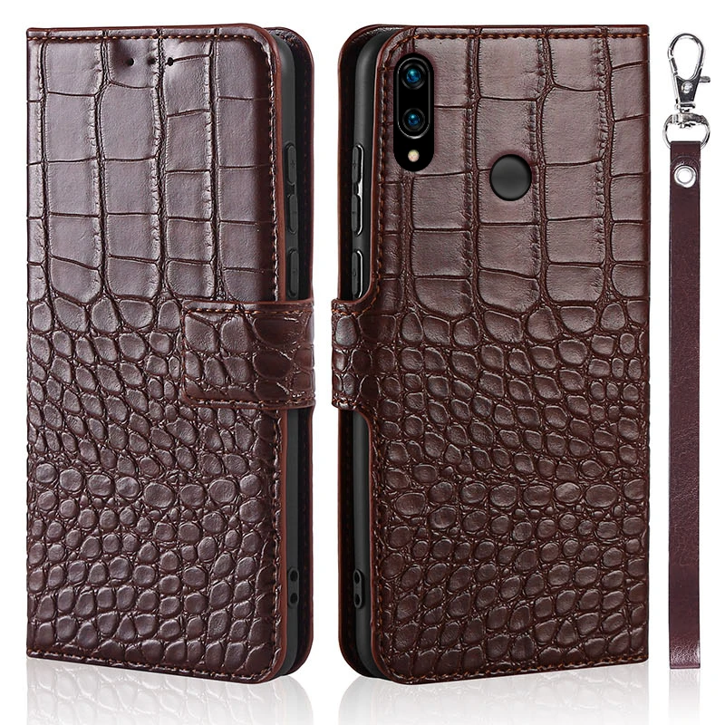 

Flip Phone Case For Huawei Y9 2019 Cover 6.5 inch Crocodile Texture Leather Book Design Luxury Coque Wallet Capa Strap Holder