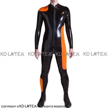 Black And Orange Trims At Sides Sexy Latex Catsuit Front To Crotch Zipper Rubber Bodysuit Zentai Overall Body Suit LTY-0266
Black And Orange Trims At Sides Sexy Latex Catsuit Front To Crotch Zipper Rubber Bodysuit Zentai Overall Body Suit LTY-0266