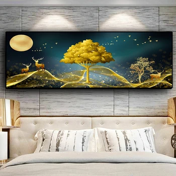 Natural Abstract Gold Tree and Deer Landscape Posters and Prints Canvas Painting Scandinavian Wall Art Picture for Living Room
Natural Abstract Gold Tree and Deer Landscape Posters and Prints Canvas Painting Scandinavian Wall Art Picture for Living Room