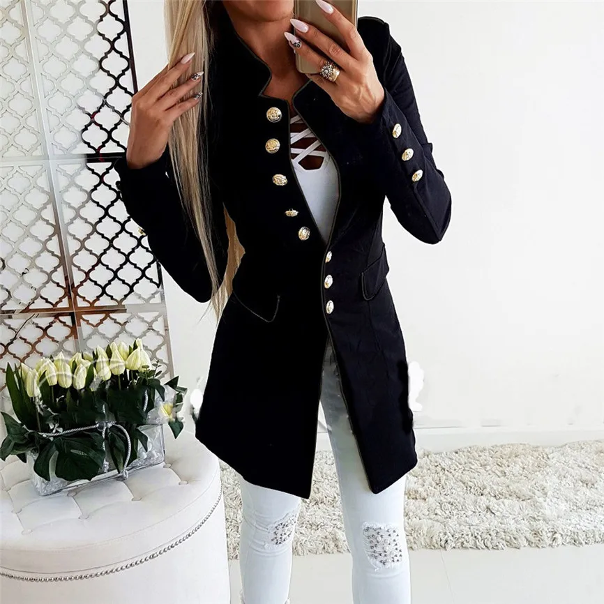 Фото Женские куртки и пальто 2019 модное простое офисное Женское с лацканами куртка