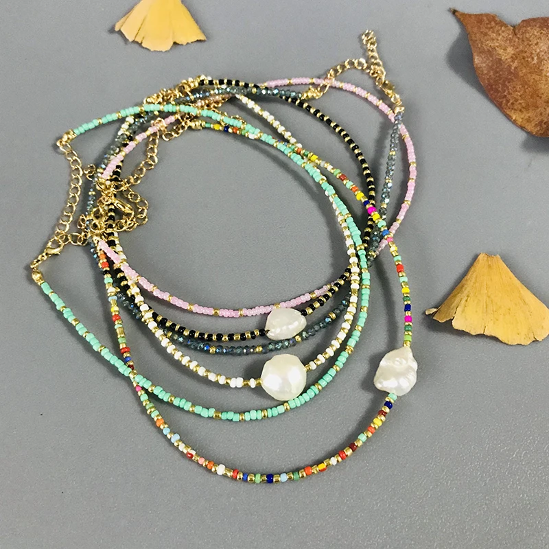 Фото Женское шикарное стекируемое Радужное ожерелье цветные бусины натуральный