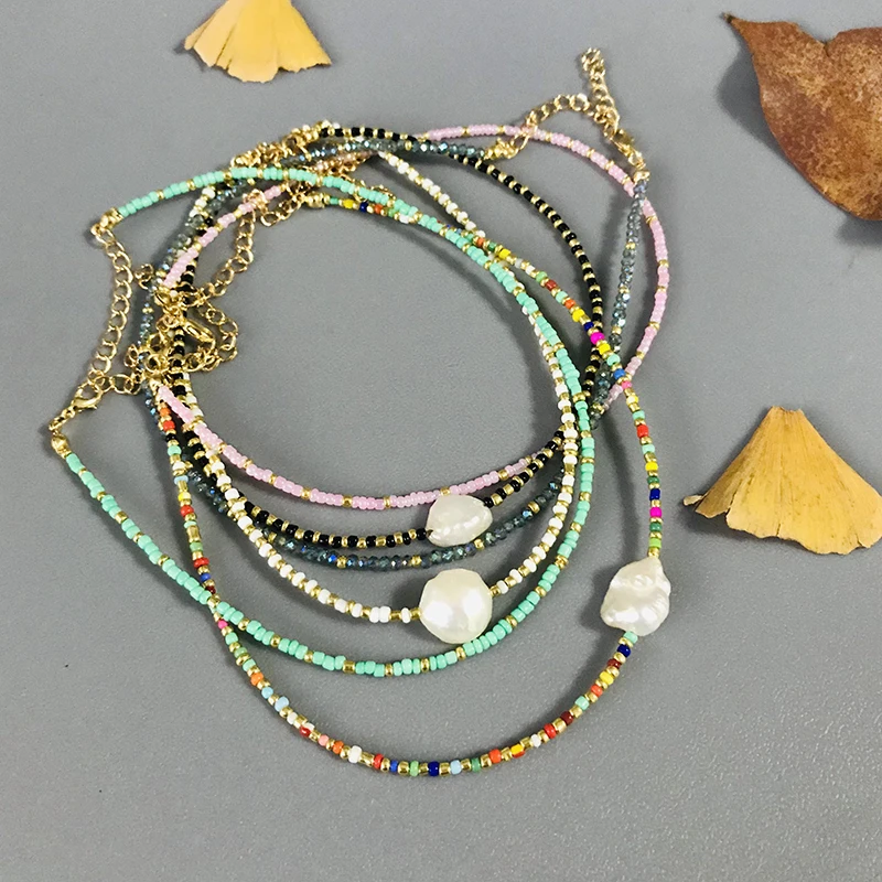 Woman Chic Stackable Rainbow Necklace Colored Beads Natural Freshwater Pearl Beading Accessories Bohemian Luxury Delicate Choker
Woman Chic Stackable Rainbow Necklace Colored Beads Natural Freshwater Pearl Beading Accessories Bohemian Luxury Delicate Choker
