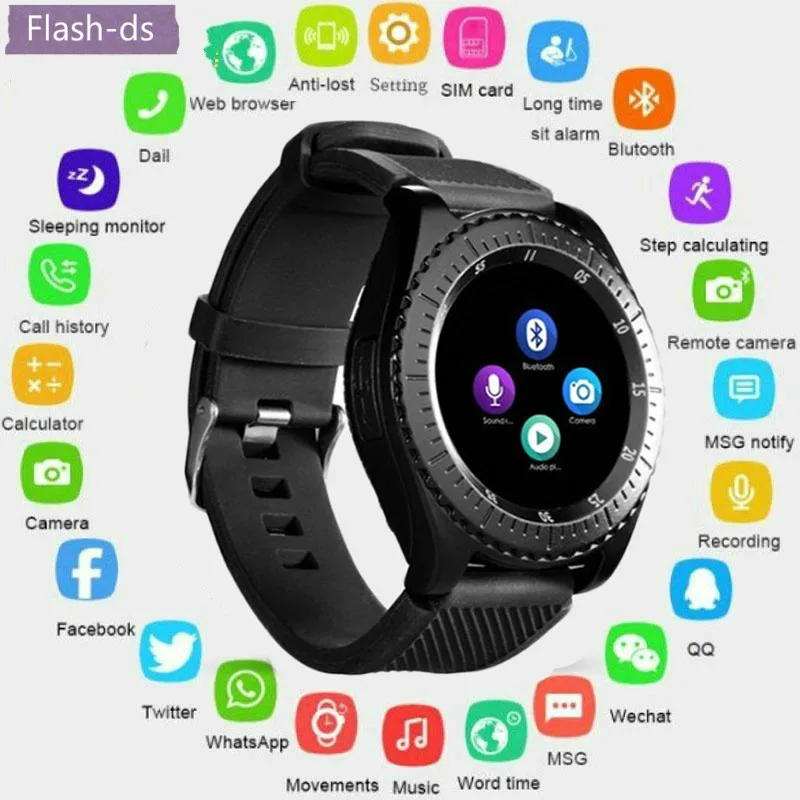 Flash-ds Смарт часы Z3 Bluetooth Сенсорный экран кожаный ремешок наручные с камерой