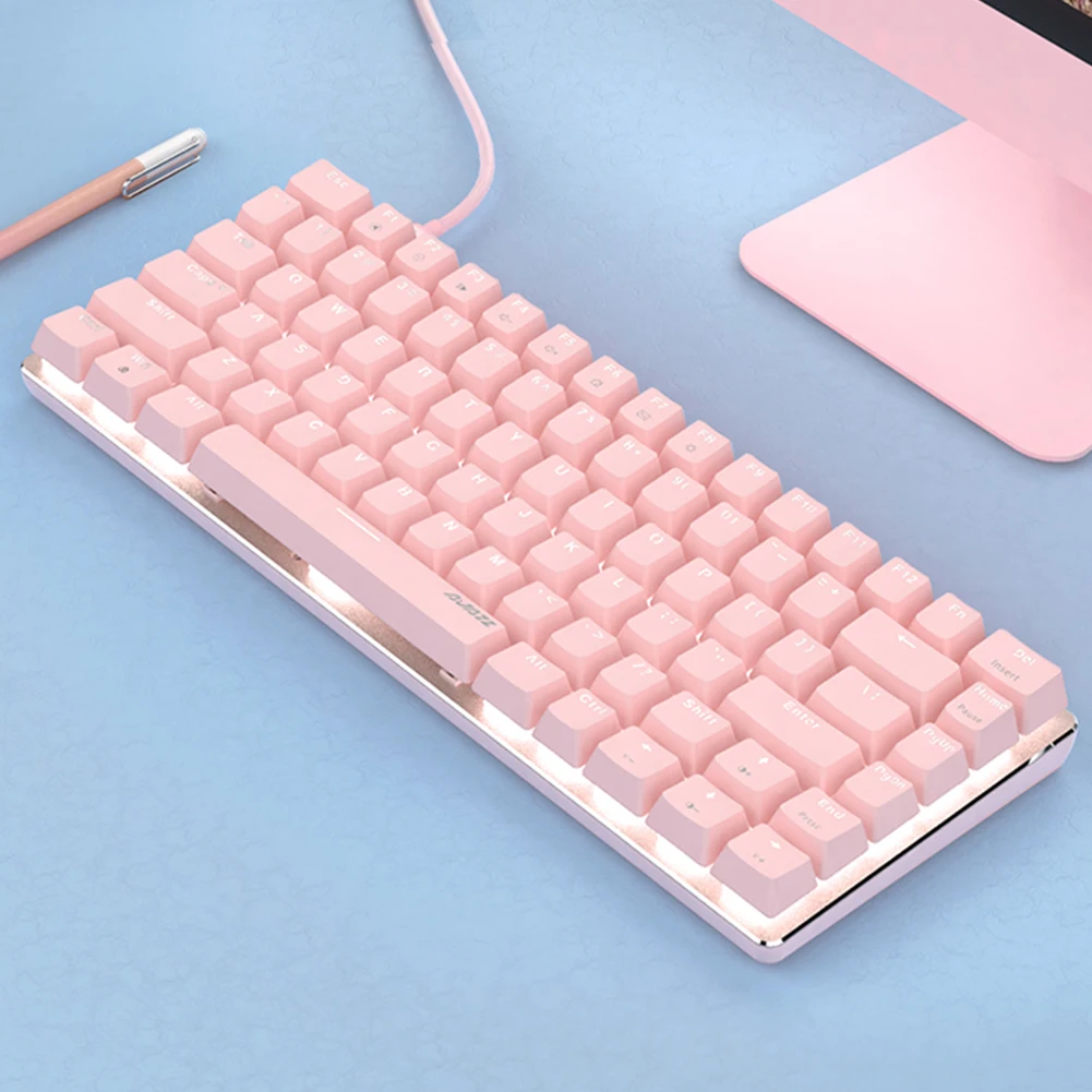 Фото Mechanical Gaming Keyboard 82 Keys Layout Cute Pink Keycaps Red/Blue Switch for Win PC IOS Desktop Laptop  Компьютеры и | Keyboards (1005003146352430)