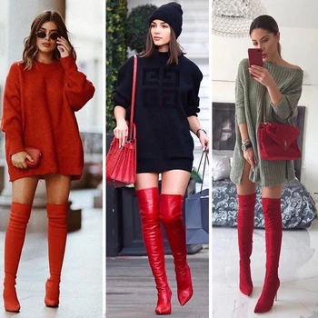 NAN JIU MOUNTAIN Winter High Quality Women's Boots Elastic Over the Knee Boots Pointed Super High Heel Genuine Leather Suede
NAN JIU MOUNTAIN Winter High Quality Women's Boots Elastic Over the Knee Boots Pointed Super High Heel Genuine Leather Suede