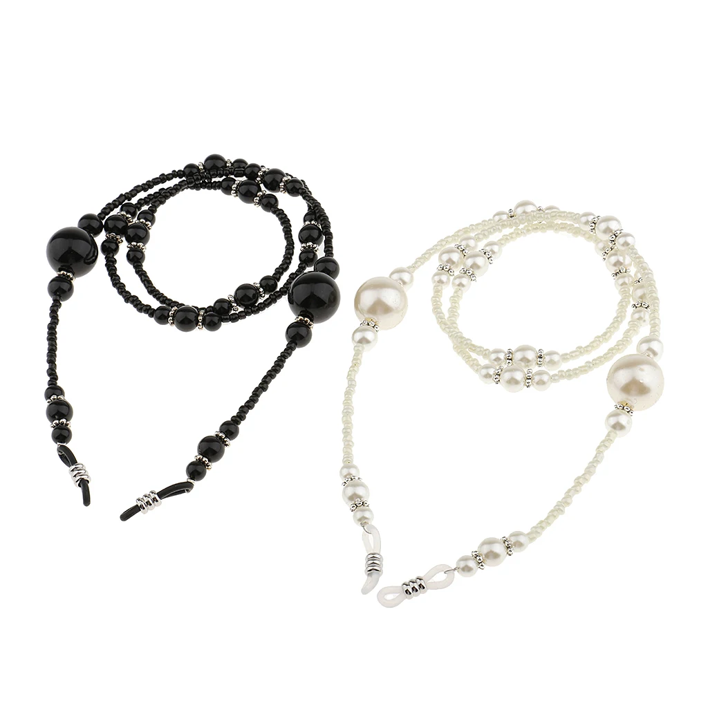 2 Pieces Anti Slip Eyeglass Holder Necklace Sunglass Eyewear Neck Strap Eye Glass Sun Glasses Chain with Pearls 2 Pieces Anti Slip Eyeglass Holder Necklace Sunglass Eyewear Neck Strap Eye Glass Sun Glasses Chain with Pearls