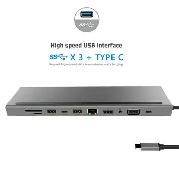 11in1 Type-C HUB Adapter Type-C to USB-C USB3.0 HDMI VGA TF 3.5mm PD Converter Extension Docking Adapter for MacBook PC Notebook
11in1 Type-C HUB Adapter Type-C to USB-C USB3.0 HDMI VGA TF 3.5mm PD Converter Extension Docking Adapter for MacBook PC Notebook