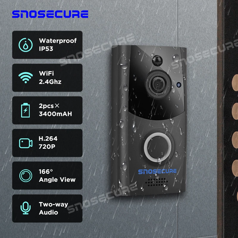 SNOSECURE Waterproof Video Call Wifi Doorbell Intercom Alarm for Home Wireless Video Door phone For Apartment Battery Doorphone
SNOSECURE Waterproof Video Call Wifi Doorbell Intercom Alarm for Home Wireless Video Door phone For Apartment Battery Doorphone