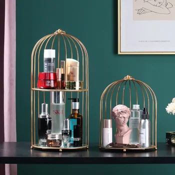 Nordic Metal Bird Cage Shaped Multilayer Storage Shelve Domestic Luxury Sitting Room Bedroom Tabletop Cosmetic Receives Rack 
Nordic Metal Bird Cage Shaped Multilayer Storage Shelve Domestic Luxury Sitting Room Bedroom Tabletop Cosmetic Receives Rack