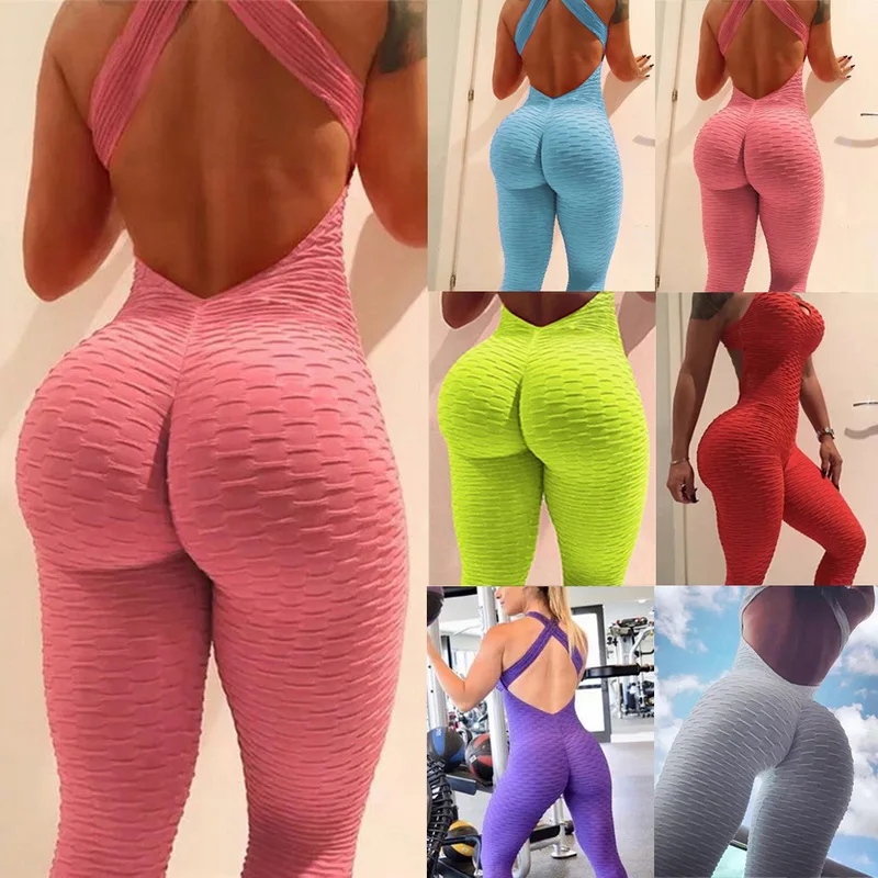 Sfit Women Fashion Sports Yoga Set Siamese High Waist Hips Trousers Halter Top Backless Bandage Yoga Jumpsuit Fitness Tracksuit 
Sfit Women Fashion Sports Yoga Set Siamese High Waist Hips Trousers Halter Top Backless Bandage Yoga Jumpsuit Fitness Tracksuit