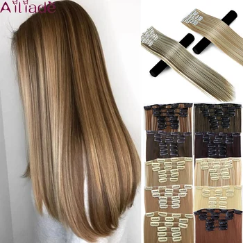 AILIADE 16 Clips 6Pcs/Set Silky Long Straight Synthetic Clip in Hair Extensions for Women False Hairpiece Heat Resistant
AILIADE 16 Clips 6Pcs/Set Silky Long Straight Synthetic Clip in Hair Extensions for Women False Hairpiece Heat Resistant