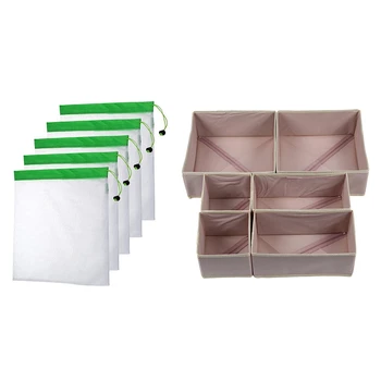 5 Pcs Polyester Washable Reusable Drawstring Storage Net Bag & 6 Pcs Foldable Underwear Storage Box Pink
5 Pcs Polyester Washable Reusable Drawstring Storage Net Bag & 6 Pcs Foldable Underwear Storage Box Pink