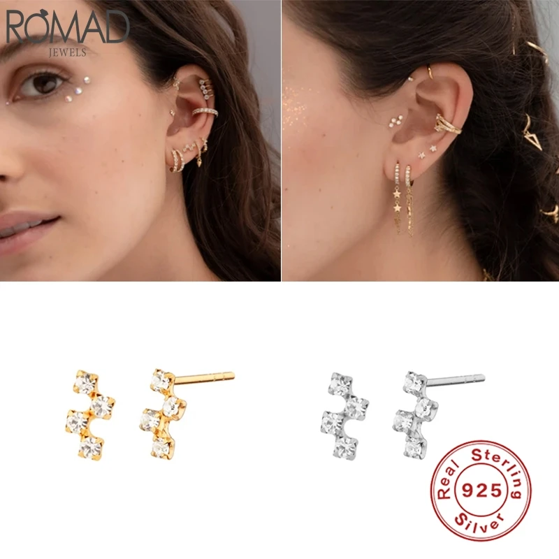 Romad 925 Sterling Silver Stud Earrings For Women Piercing Earings Simple Crystal Lightning Fine Jewelry kolczyki pendientes W4
Romad 925 Sterling Silver Stud Earrings For Women Piercing Earings Simple Crystal Lightning Fine Jewelry kolczyki pendientes W4