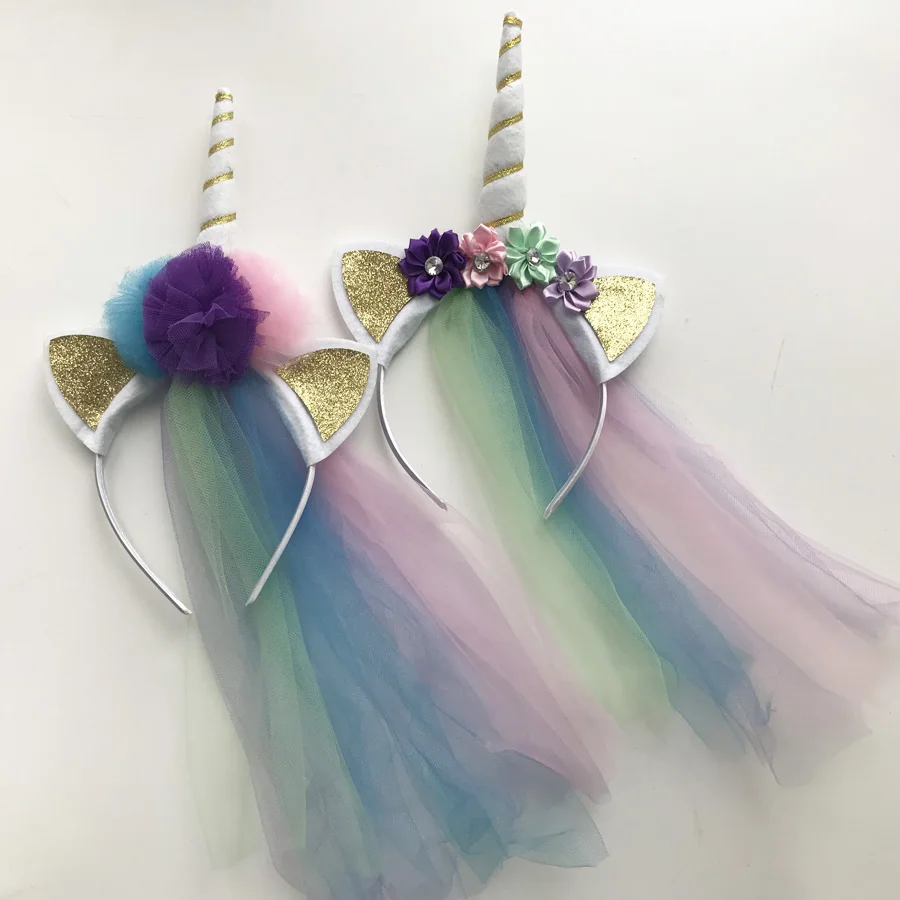 Unique Design Unicorn Horns Headbands Girls Kids Unicorn Headwear Hair Accessories with Long Tulles for Birthday Party
Unique Design Unicorn Horns Headbands Girls Kids Unicorn Headwear Hair Accessories with Long Tulles for Birthday Party