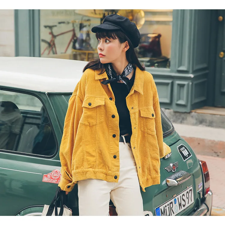 Фото Vangull New 2019 Women Bomber Jacket with Pockets Cotton Corduroy Basic Coats Stylish Slim Fit Fashion Outerwear | Женская одежда