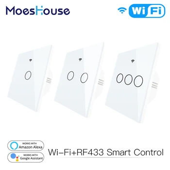 WiFi Smart Switch Remote Control Glass Panel Tuya Light Switch Works With Alexa Echo Google Home RF433 EU Type White Touch
WiFi Smart Switch Remote Control Glass Panel Tuya Light Switch Works With Alexa Echo Google Home RF433 EU Type White Touch