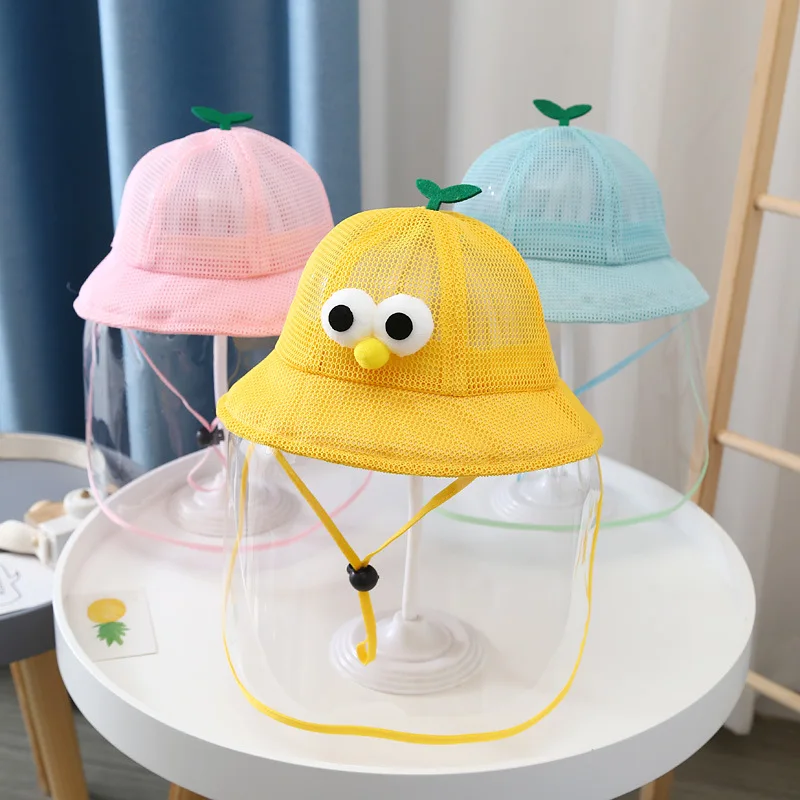 

Cute Baby Bucket Hat Protective Full Face Shield Mask Cover Kids Hats Anti Saliva Dustproof Dual-use Sun Hat Fisherman Cap