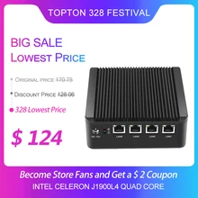 Topton intel celeron j1900l4 quad core mini servidor 4 lan (rj45) portas vpn pc firewall roteador computador suporte 2.5 hard disco rígido(China)