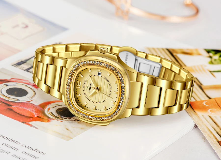 Luxury Rose Gold Watch Women WWOOR Fashion Brand Diamond Ladies Quartz Wrist Watch Female Stainless Steel Waterproof Date Watch