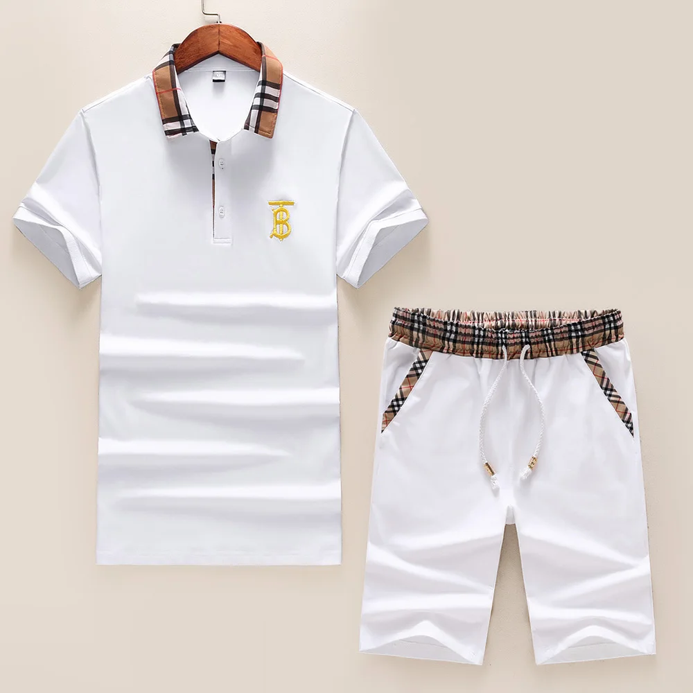 Summe new fashion Plaid Polo shirt Cotton suit men sets Smart Casual Embroidery Solid Short 2 piece set mens short sets 035
Summe new fashion Plaid Polo shirt Cotton suit men sets Smart Casual Embroidery Solid Short 2 piece set mens short sets 035